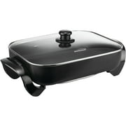 Brentwood 16" Electric Skillet with Glass Lid - Non-Stick, Adjustable Temperature, Black