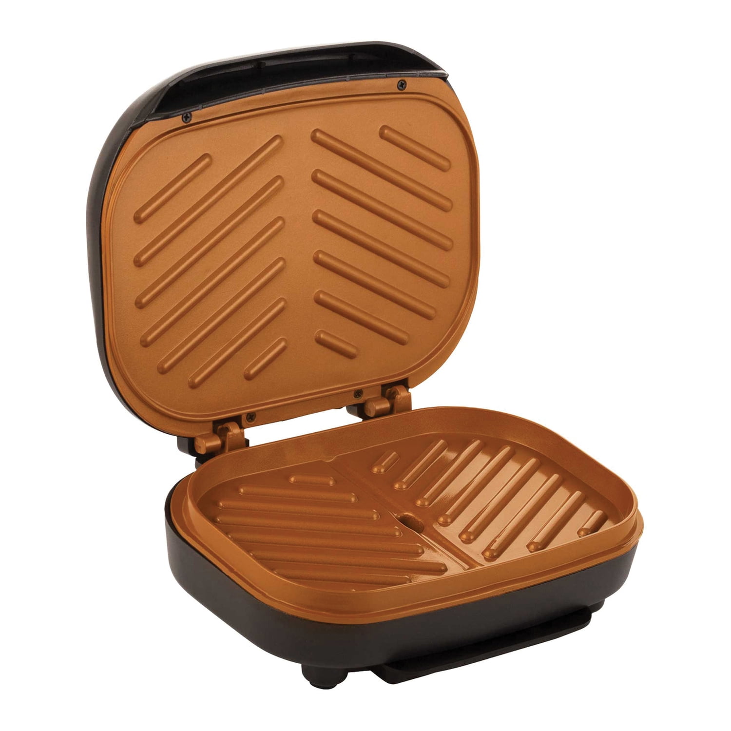 Brentwood 2-Serving Nonstick 750-Watt Indoor Electric Copper Grill and Panini Press, TS-606BKPT