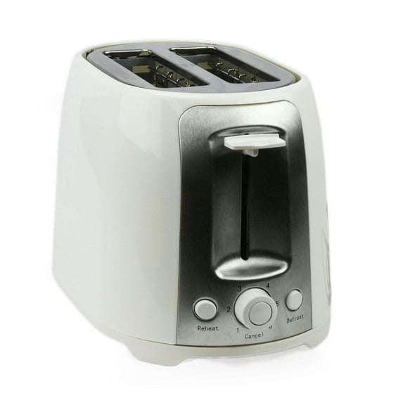 Brentwood 2-Slice Cool-Touch Toaster with Extra-Wide Slots (White and Stainless Steel)