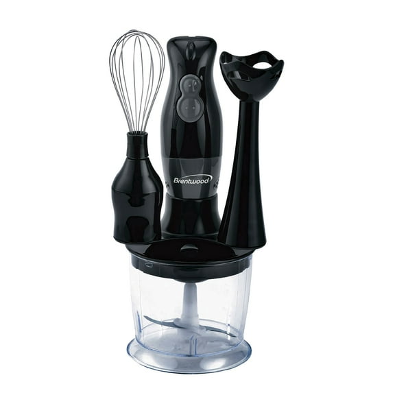 Brentwood 2-Speed Hand Blender and Food Processor with Balloon Whisk, Black