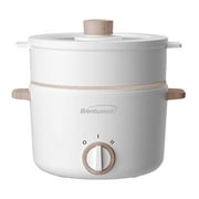 Brentwood 3.2-Qt. Multi-Function Electric Hot Pot Cooker with Food Steamer and Ceramic Non-Stick Coating, White, HPS-3302W, HPS-3302W