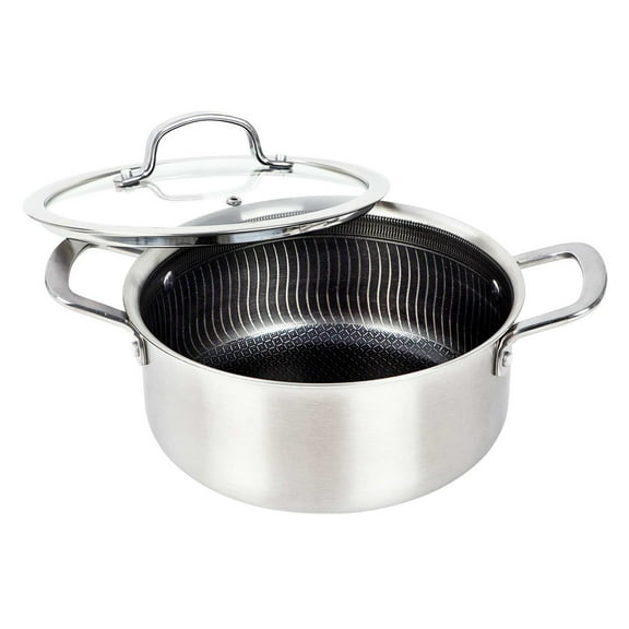 Brentwood 3-Ply Hybrid Non-Stick Stainless Steel Dutch Oven with Tempered Glass Lid (4 Qt.), B-DUH22LPT