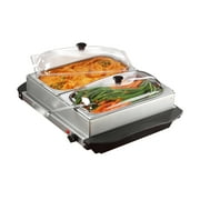 Brentwood BF-215 3-Quart 2 Pan Buffet Server and Warming Tray, Brushed Stainless Steel