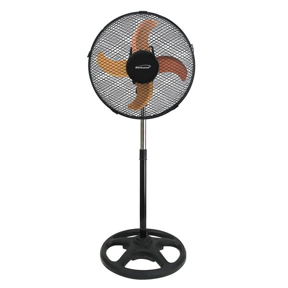 Brentwood 3 Speed Whisper Quiet Oscillating 12 Inch Pedestal Fan, Black