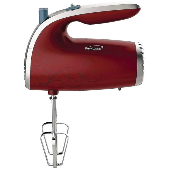 Brentwood 5 Speed Hand Mixer- Red