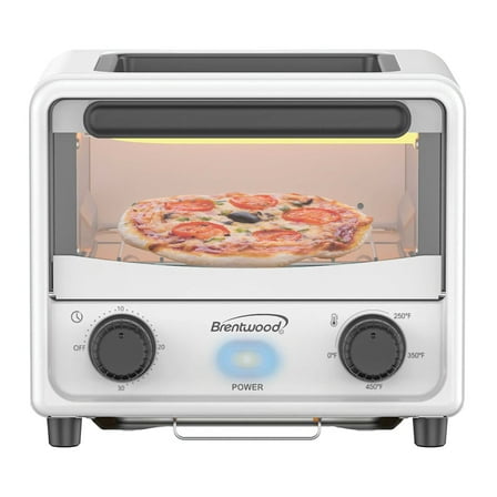 Brentwood 500 W Stainless Steel Mini Toaster Oven, White