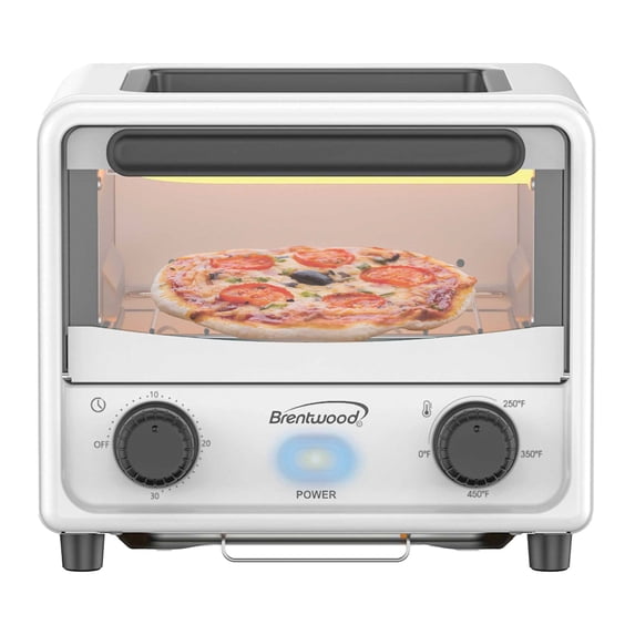 Brentwood 500 W Stainless Steel Mini Toaster Oven, White