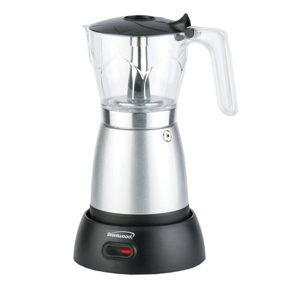 Brentwood 6-Cup Electric Moka Pot Espresso Machine, Silver