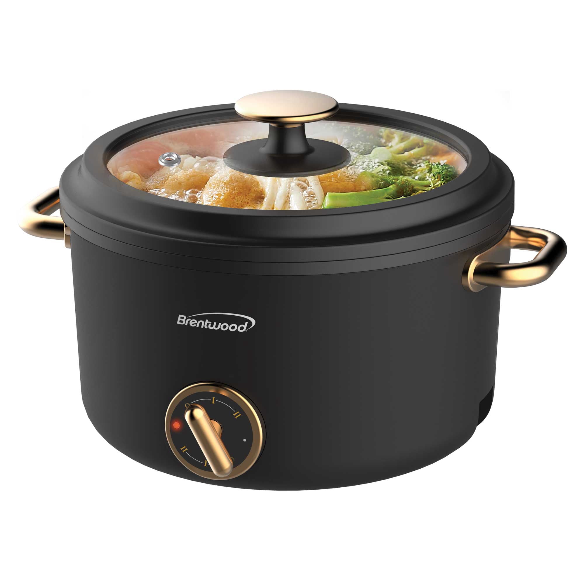Brentwood 2.6-Qt. 700-Watt Multifunction Electric Hot Pot Cooker with Ceramic Nonstick Coating and Food Steamer, Black