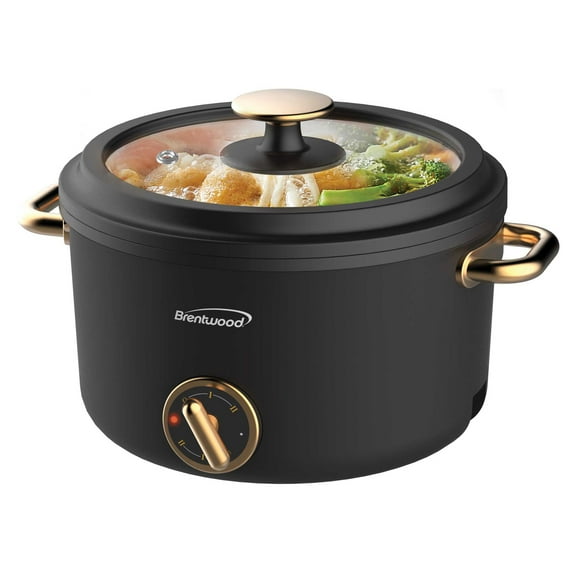 Brentwood 2.6-Qt. Electric Hot Pot Cooker with Steamer, 700W, Ceramic Nonstick, Black