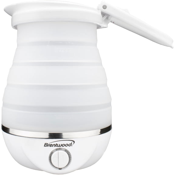 Brentwood .85-Quart Dual-Voltage Collapsible Travel Kettle, White