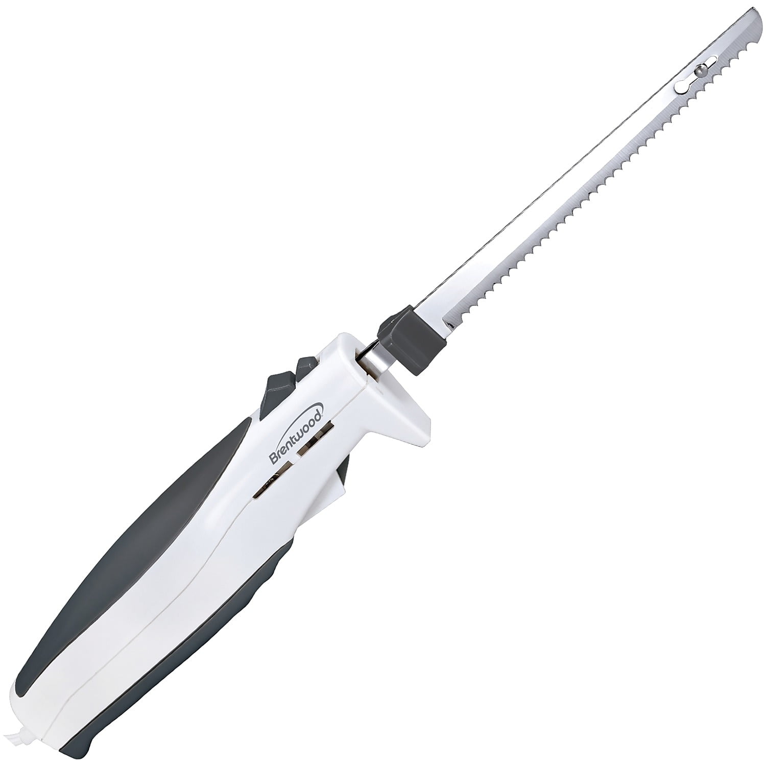 Brentwood 7-Inch White Electric Carving Knife with Stainless Steel Blades
