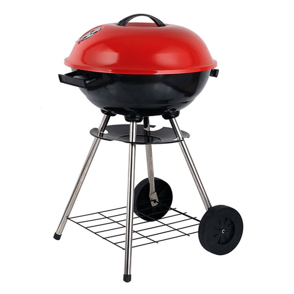 Brentwood BB-1701 17" Outdoor Lightweight Portable Charcoal BBQ Grill, Red
