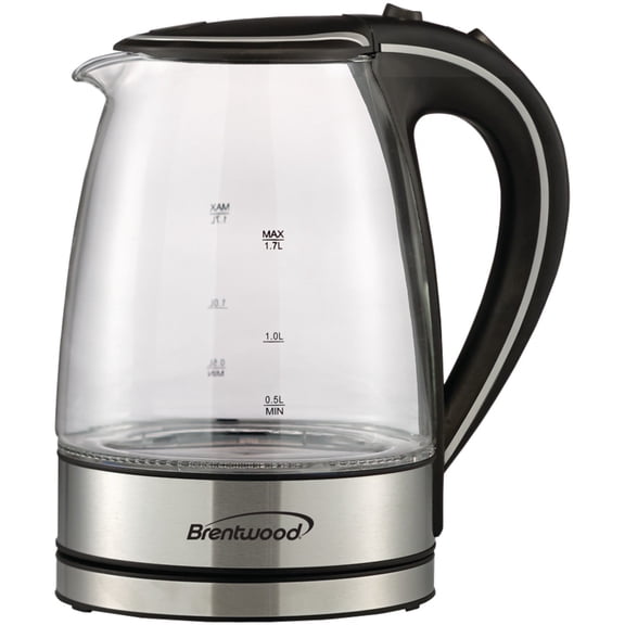 Brentwood Cordless Electric Kettle Glass, 1.7L, Black