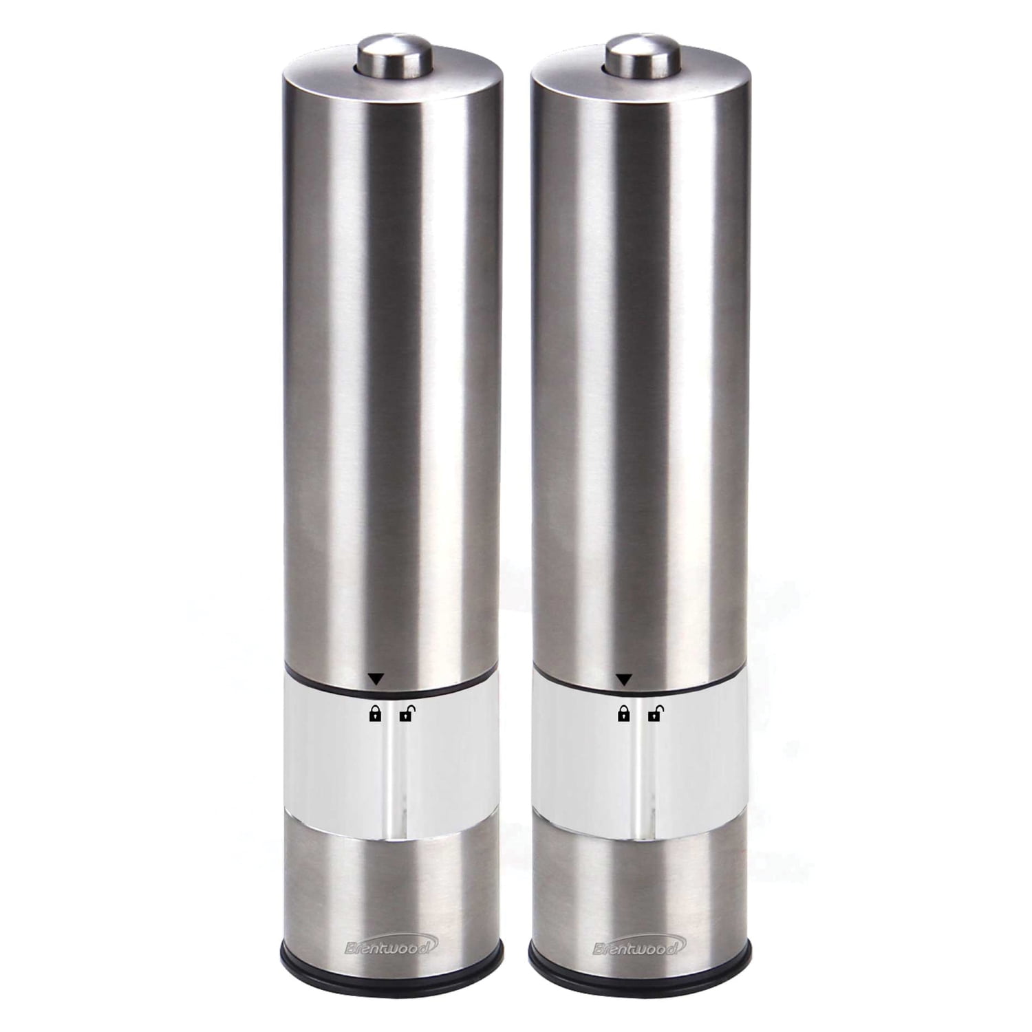 Brentwood Electric Blue LED Stainless Steel Salt and Pepper Adjustable Ceramic Grinders