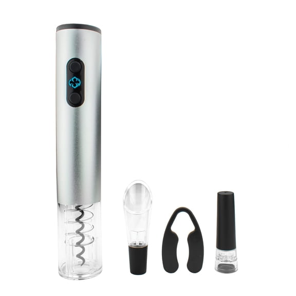 Brentwood Electric Wine Bottle Opener with Foil Cutter, Vacuum Stopper, and Aerator Pourer