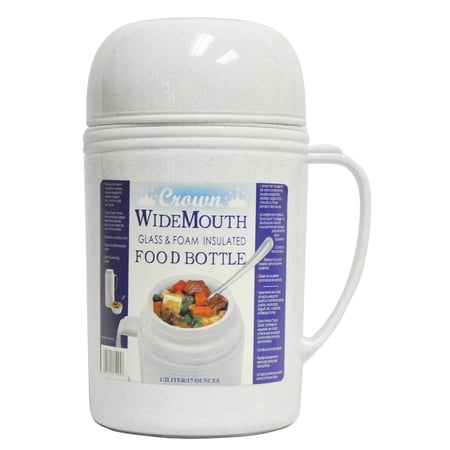 Brentwood 0.5L Wide Mouth Glass Vacuum/Foam Insulated Food Thermos