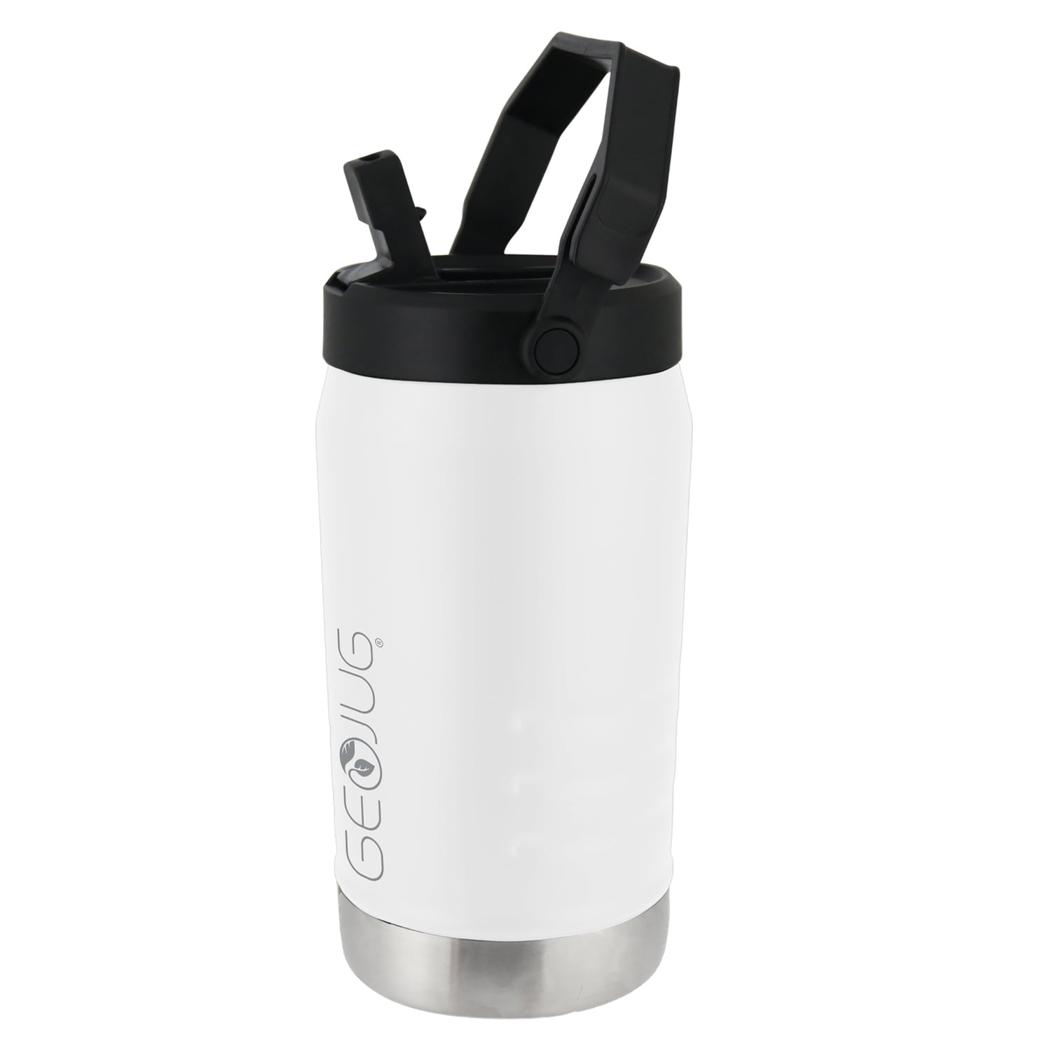 Brentwood Geojug Vacuum-Insulated Stainless Steel Sports Water Jug with Spout Straw Lid, and Handle with Fence Hook (40 Oz.; Cream), G-1200CRMPT
