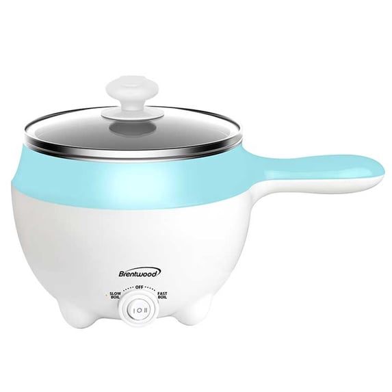 Brentwood HP-3015BL 1.6-Qt. 600-Watt Stainless Steel Electric Hot Pot Cooker and Food Steamer with Swivel Base