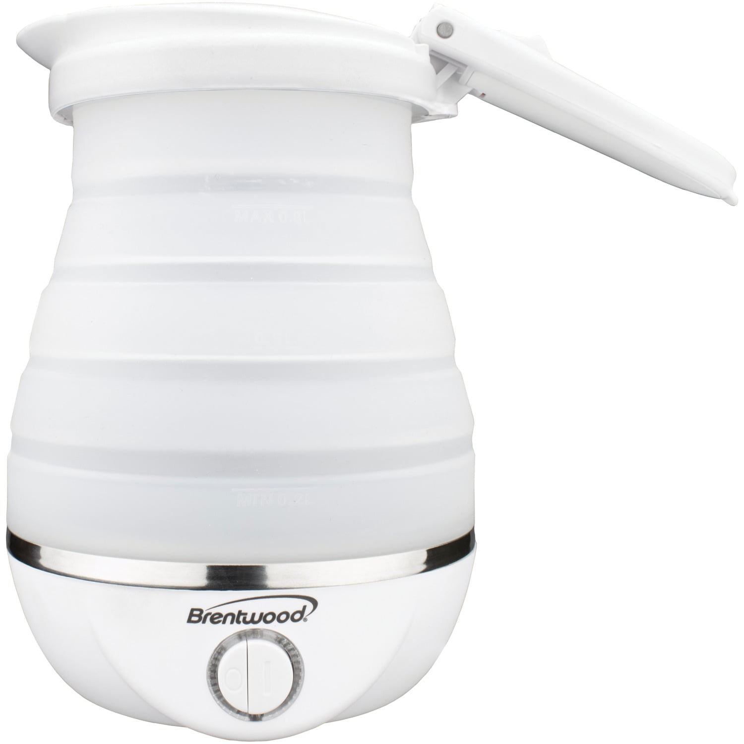 Brentwood KT-1508W Dual Voltage 120/220v 0.8L Collapsible Travel Kettle, White