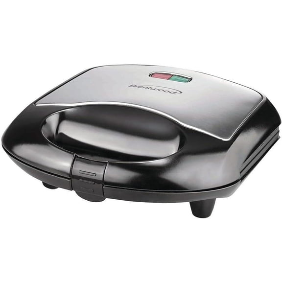 Brentwood Non-Stick Dual Sandwich Maker in Black and Silver – Compact 2-Slice Electric Sandwich Grill with 750 Watts, Cool Touch Handles, Easy-to-Clean Plates & Upright Storage