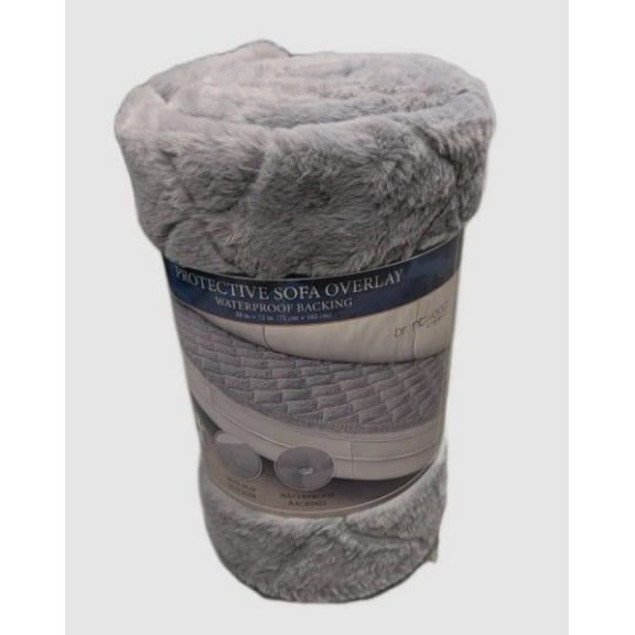 Brentwood Protective Sofa Overlay with Waterproof Backing, Non-Slip Bottom, Machine Washable, 28" x 72", Gray