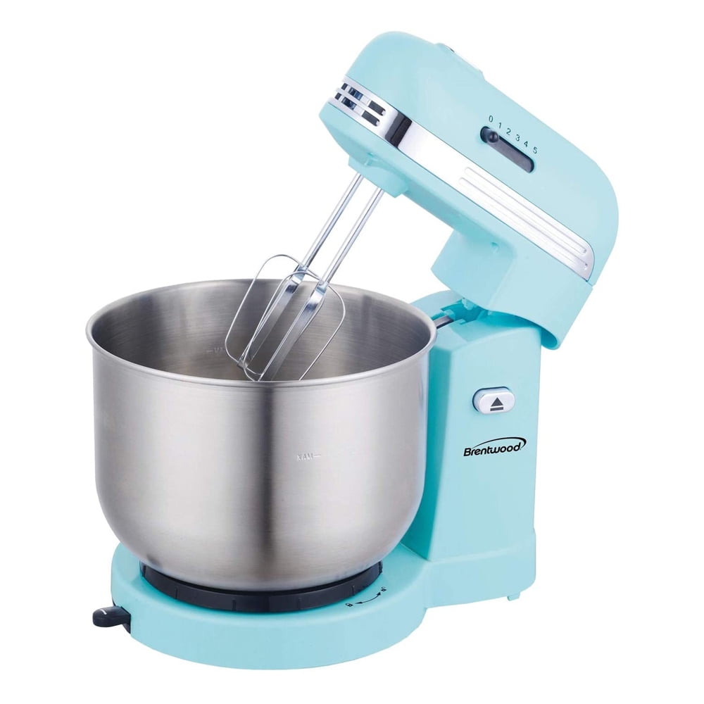 Brentwood SM-1162BL 5-Speed Stand Mixer with 3.5 Qt Stainless Steel Mixing Bowl, Blue