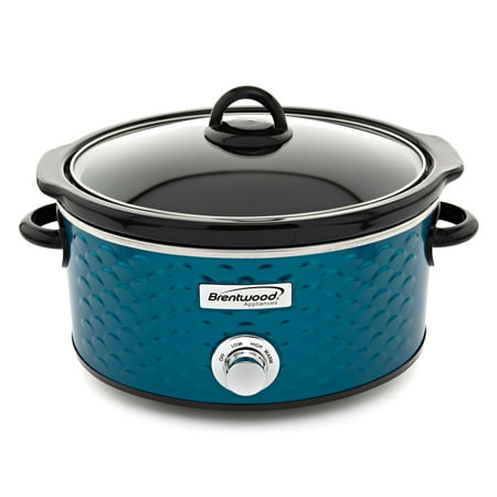 Brentwood Sc-140bl 4.5-quart Scallop Pattern Slow Cooker (blue)