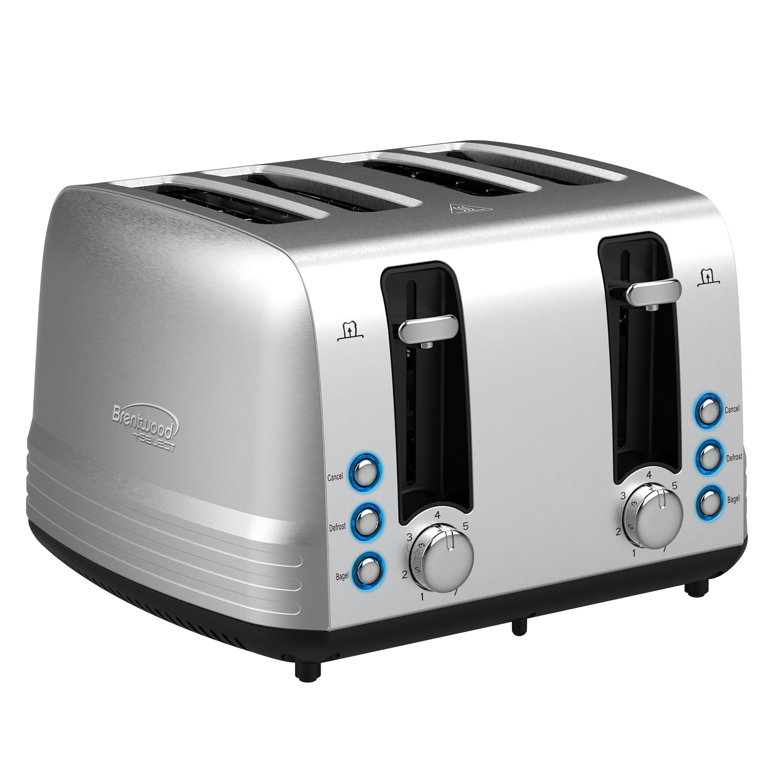 4 Slice Toaster with Extra Wide Slots & Removable Crumb Tray, Longdeem Retro Stainless Steel Toasters, Lift + Look, Auto Shut Off & Frozen Function