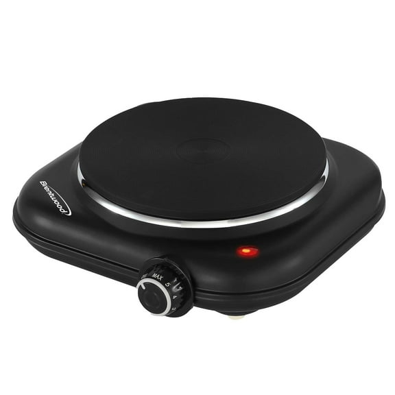 Brentwood Single-Cast-Iron 1,100-Watt Countertop Electric Burner Hot Plate with Temperature Control and Power Indicator Light, Black, TS-331BK