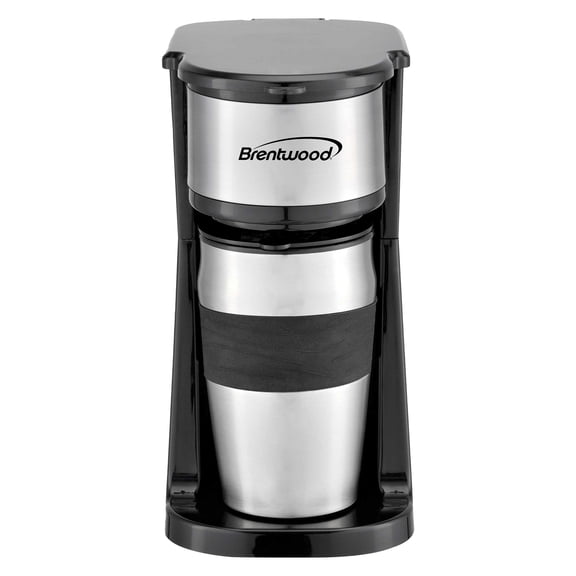 Brentwood 700-Watt Portable Single-Serve Coffee Maker with 14-Oz. Travel Mug