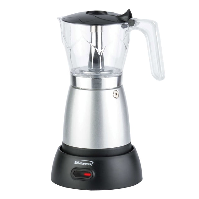 Brentwood 6-Cup Electric Moka Pot Espresso Machine, Silver