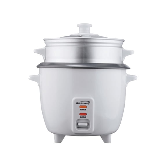 Brentwood TS-380S 10-Cup Uncooked/20-Cup Cooked Rice Cooker and Food Steamer, White