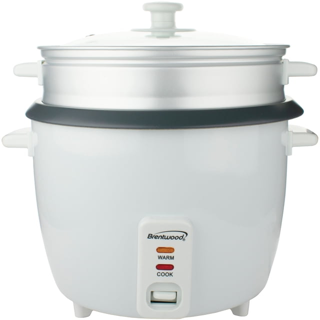 Brentwood 10-Cups Cooked/20-Cups Uncooked Electric Rice Cooker with Steamer, White