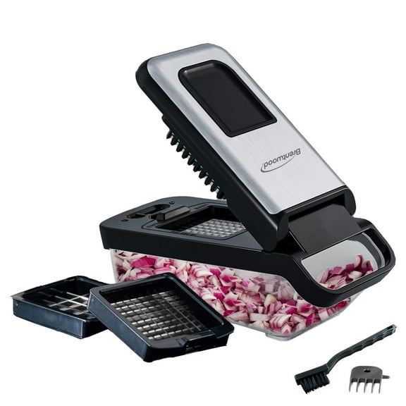 Brentwood Vegetable Chopper with 3.6-Cup Storage Container and 2 Interchangeable Stainless Steel Blades, Black, KA-5024BKS