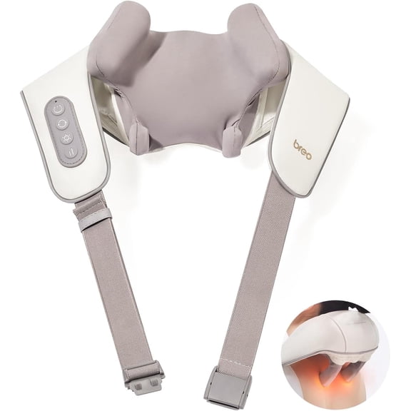 Breo N5 Mini Neck and Shoulder Massager with Heat, Cordless Deep Tissue Shiatsu for, Beige, Gift