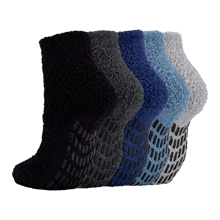 Breslatte Slipper Socks Anti-Slip Fuzzy Socks with Grips for Women Ankle  Home Plush Microfiber Sleeping Warm Socks House Fleece  blackgreyslatebluenavy