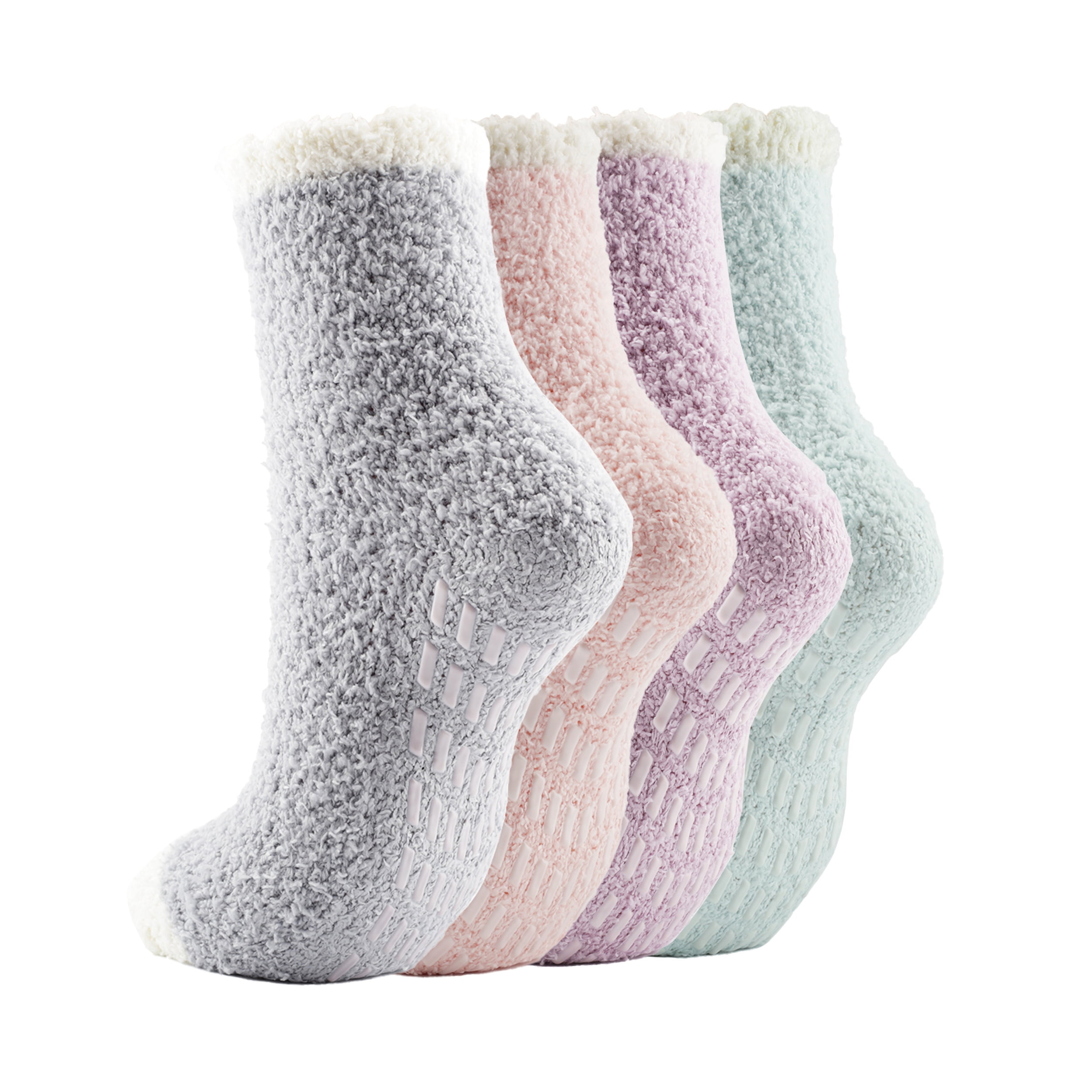 Breslatte Slipper Socks Women Fuzzy Warm Cozy Home Plush Microfiber  Sleeping House Micro Fleece greyballetpurplegreen Female Crew 