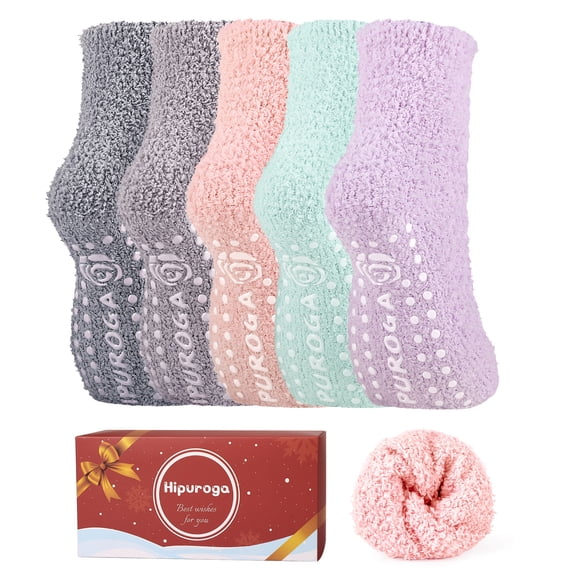 Hipuroga Slipper Socks Women Men Fuzzy Warm Cozy Home Plush Microfiber Sleeping House Micro Fleece darkgreylightgreypurplepinkmintgreen Female Crew