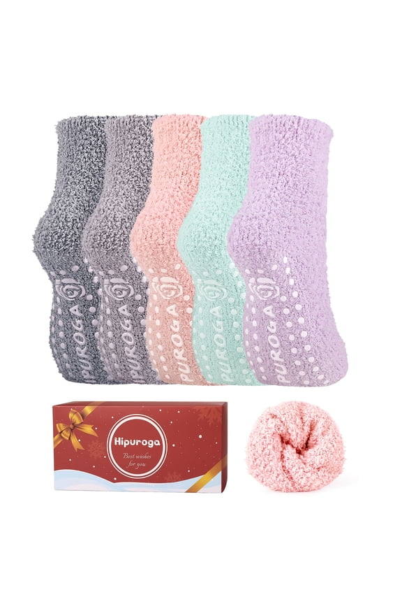 Slipper Socks Women Men Fuzzy Warm Cozy Home Plush Microfiber Sleeping House Micro Fleece darkgreylightgreypurplepinkmintgreen Female Crew