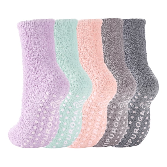 Hipuroga Slipper Socks Women Men Fuzzy Warm Cozy Home Plush Microfiber Sleeping House Micro Fleece darkgreylightgreypurplepinkmintgreen Female Crew