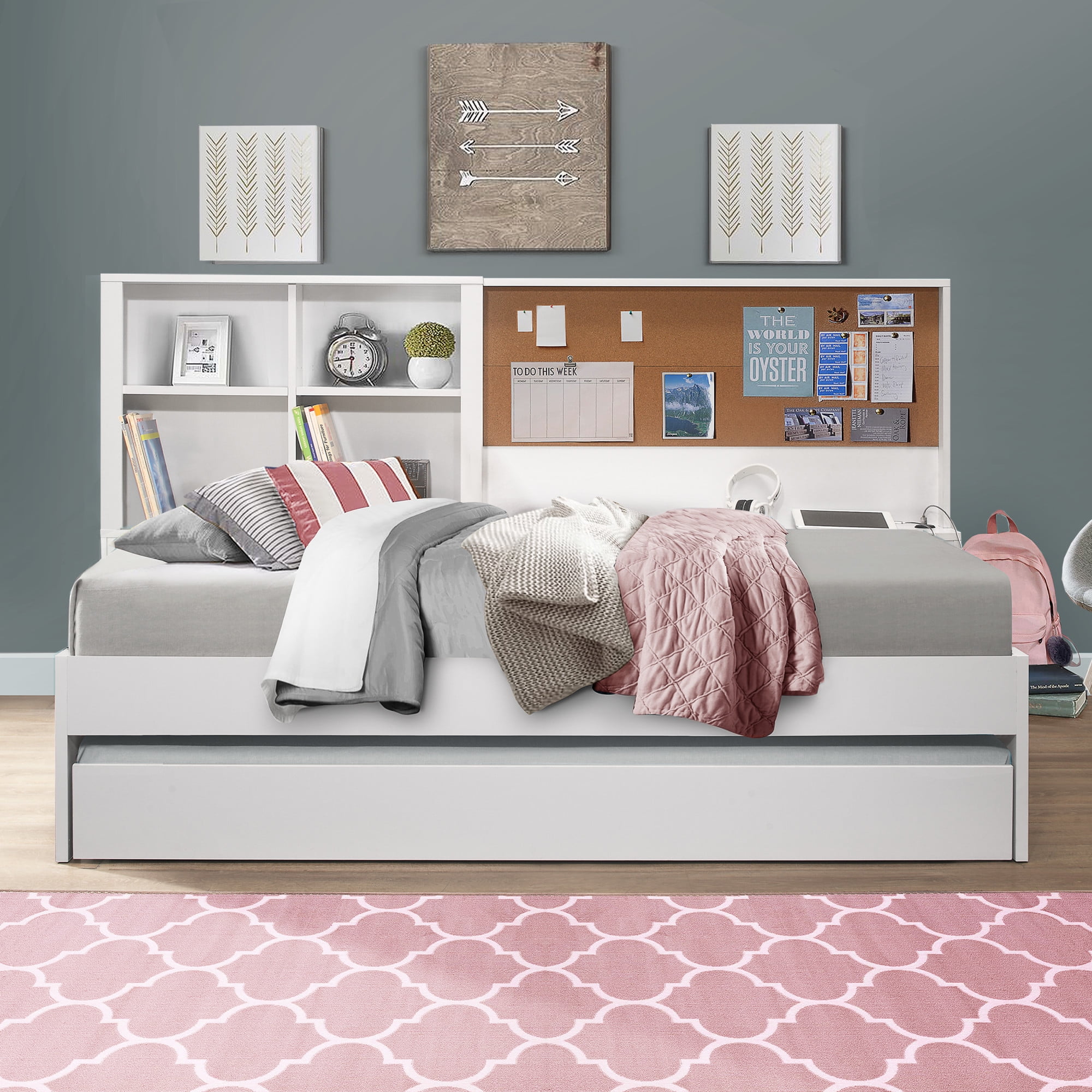 Twin bed with trundle and bookcase hotsell