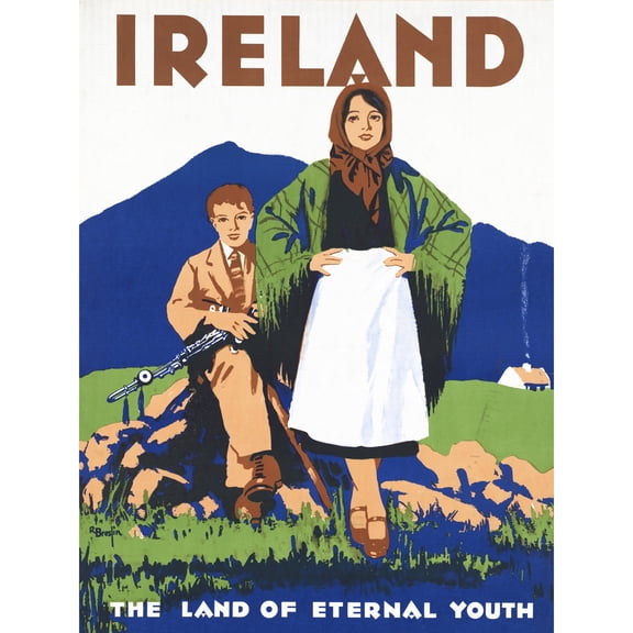 Breslin Ireland Eternal Youth Railway Travel Advert Cropped Extra Large Art Print Wall Mural Poster Premium XL