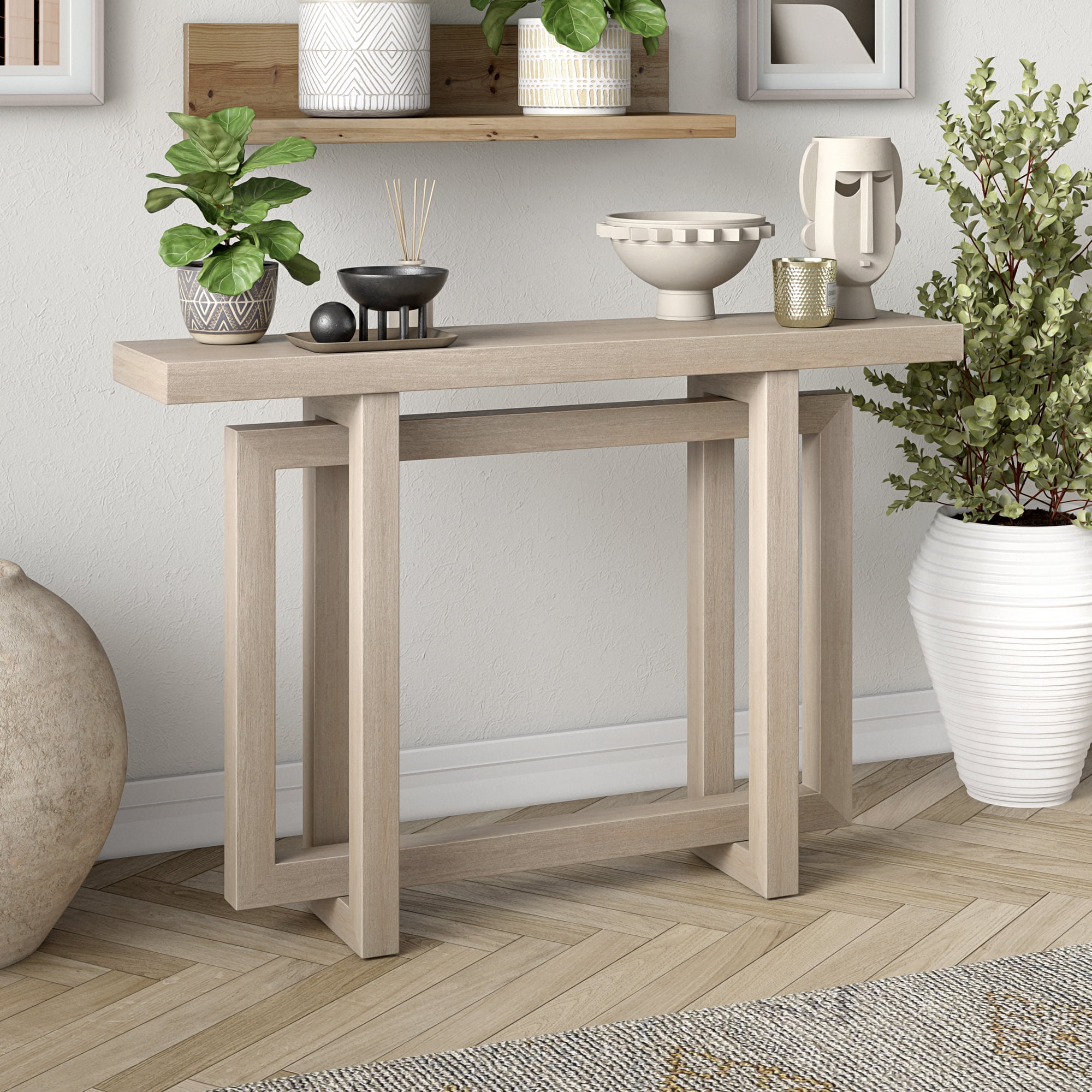 Evelyn&Zoe Modern/Contemporary 44" Wide Alder White Console Table