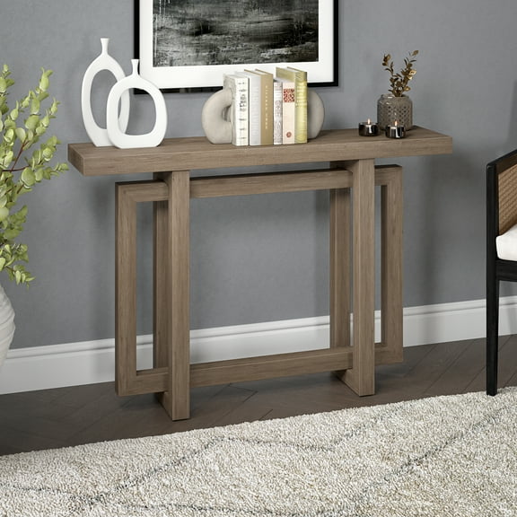 Evelyn&Zoe Modern/Contemporary 44" Wide Antiqued Gray Oak Console Table