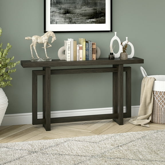 Breslow 55" Wide Rectangular Console Table in Alder Brown