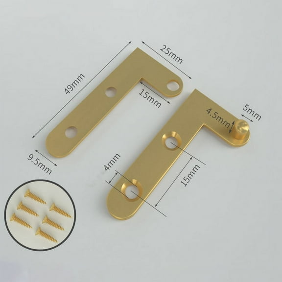 Bress Pivot Hinges Offset Knife Hinges Rotating Hinges for Wardrobe Door and Table Accessories Golden 49x25mm