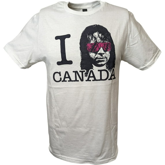 Bret Hart I Heart Canada WWE Mens Lightweight White T-shirt M