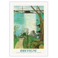 thumbnail image 1 of Bretagne (Brittany) - SNCF (French National Railway Company) - Vintage Railroad Travel Poster by René Genis c.1957 - Fine Art Rolled Canvas Print 27in x 40in, 1 of 4