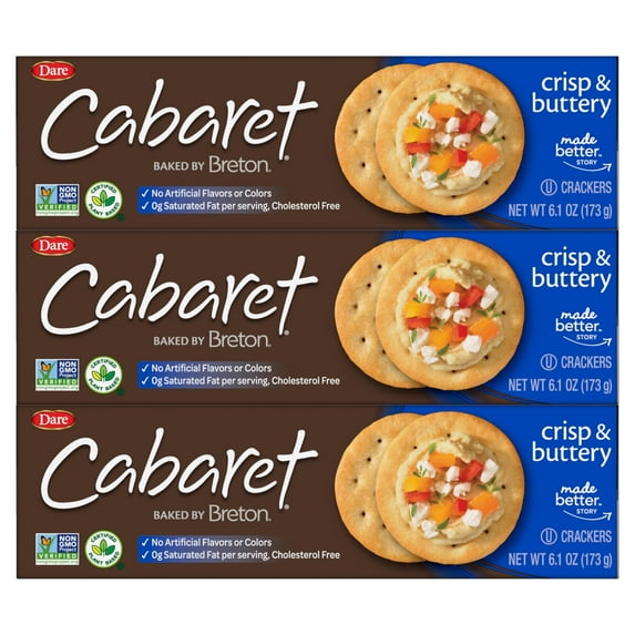 Breton Crackers, Cabaret Crisp HHA1 and Buttery, Pack of 3